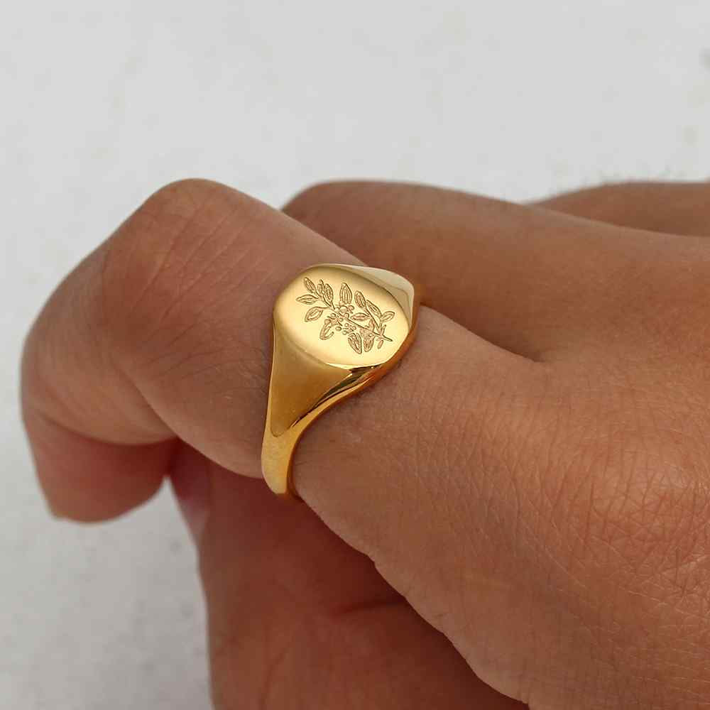 Anillo sello flores