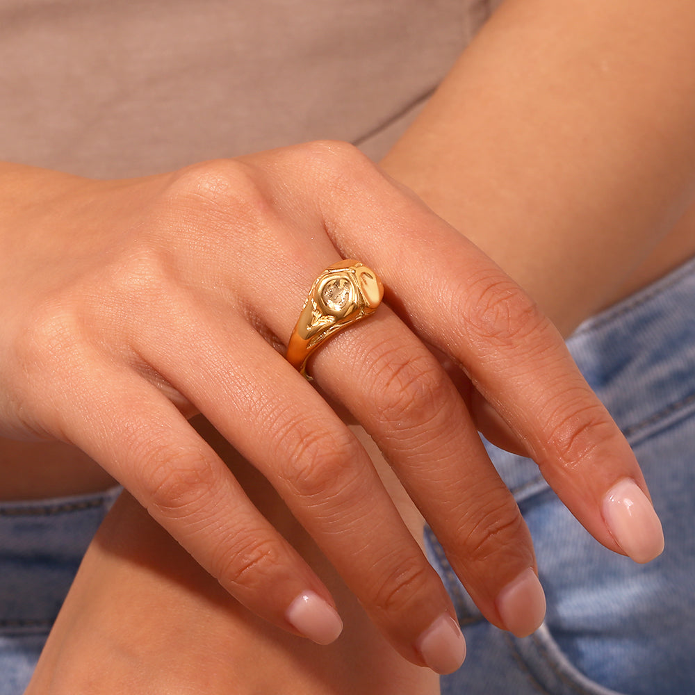 Anillo acero martillado