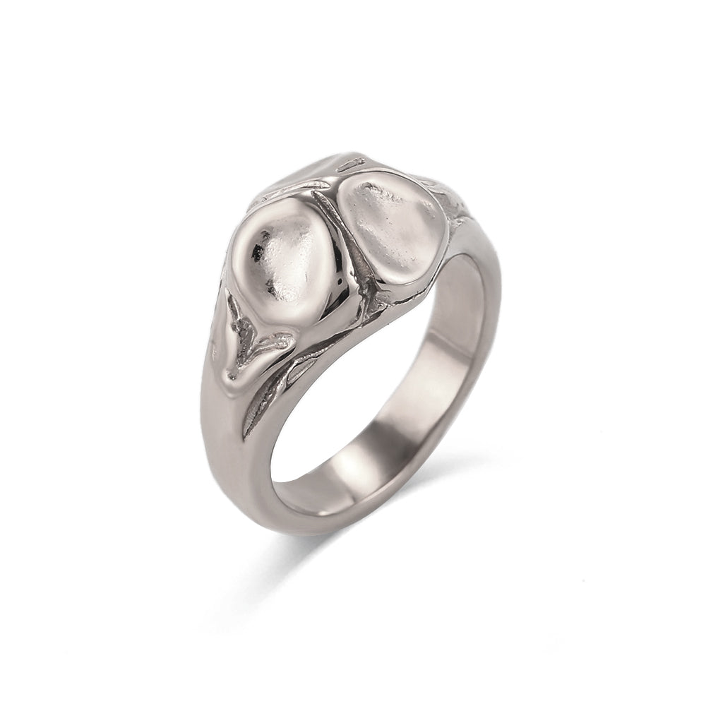 Anillo acero martillado