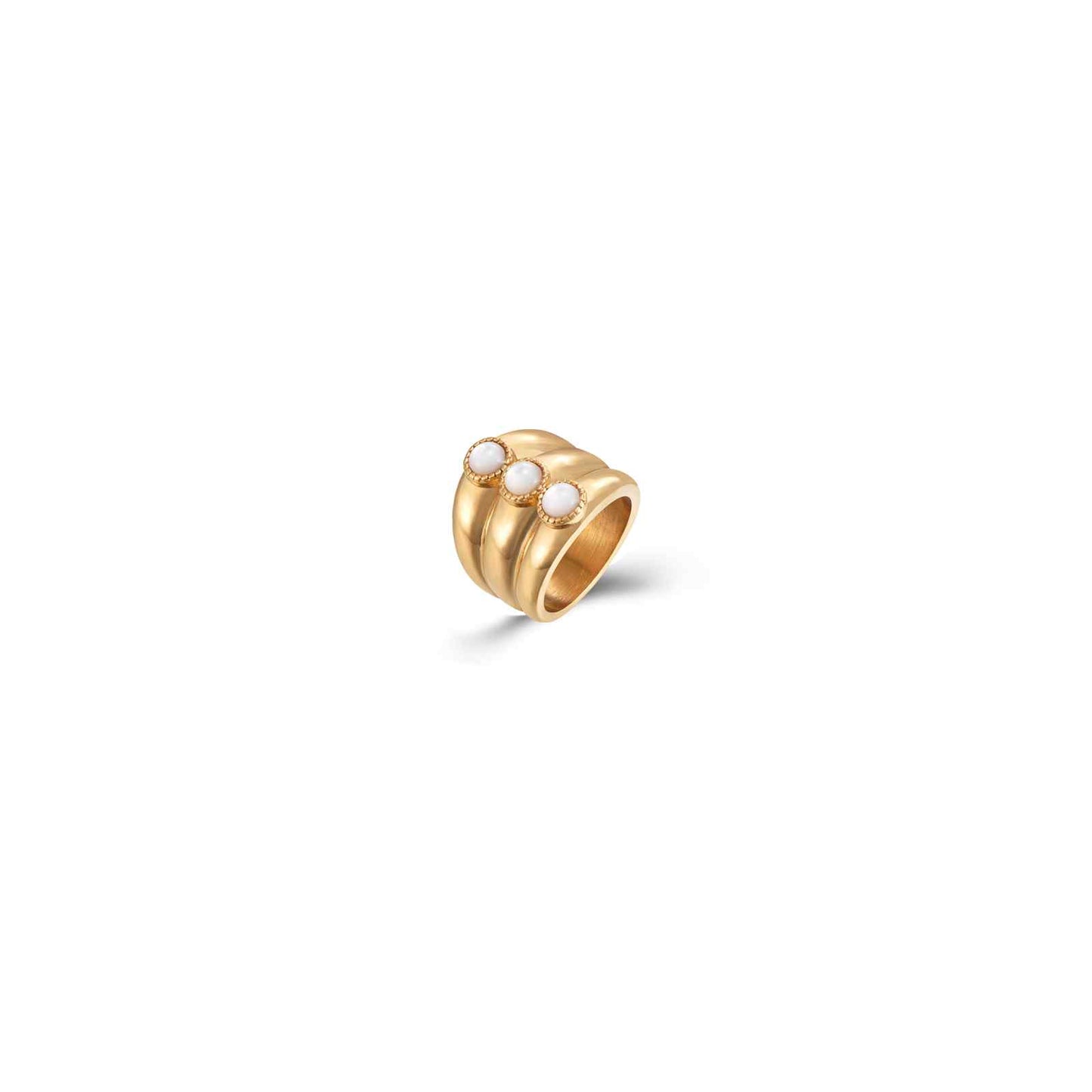 Anillo acero mineral nacar