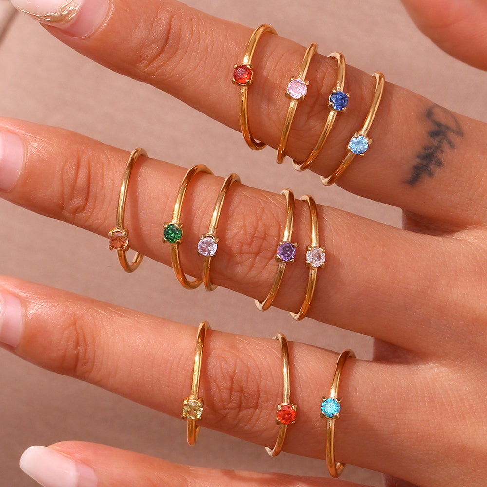 Anillo circonita mes nacimiento (elige color)