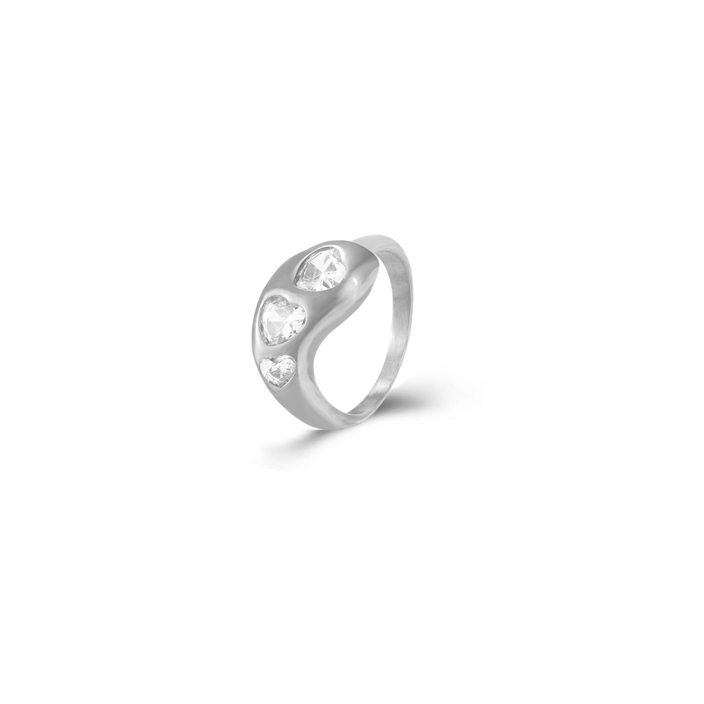 Anillo corazón 3 circonitas