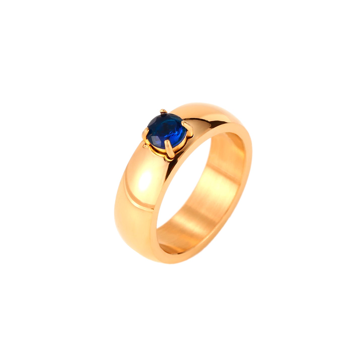 Anillo acero circonita color