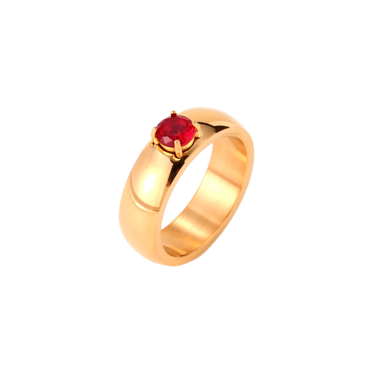 Anillo acero circonita color