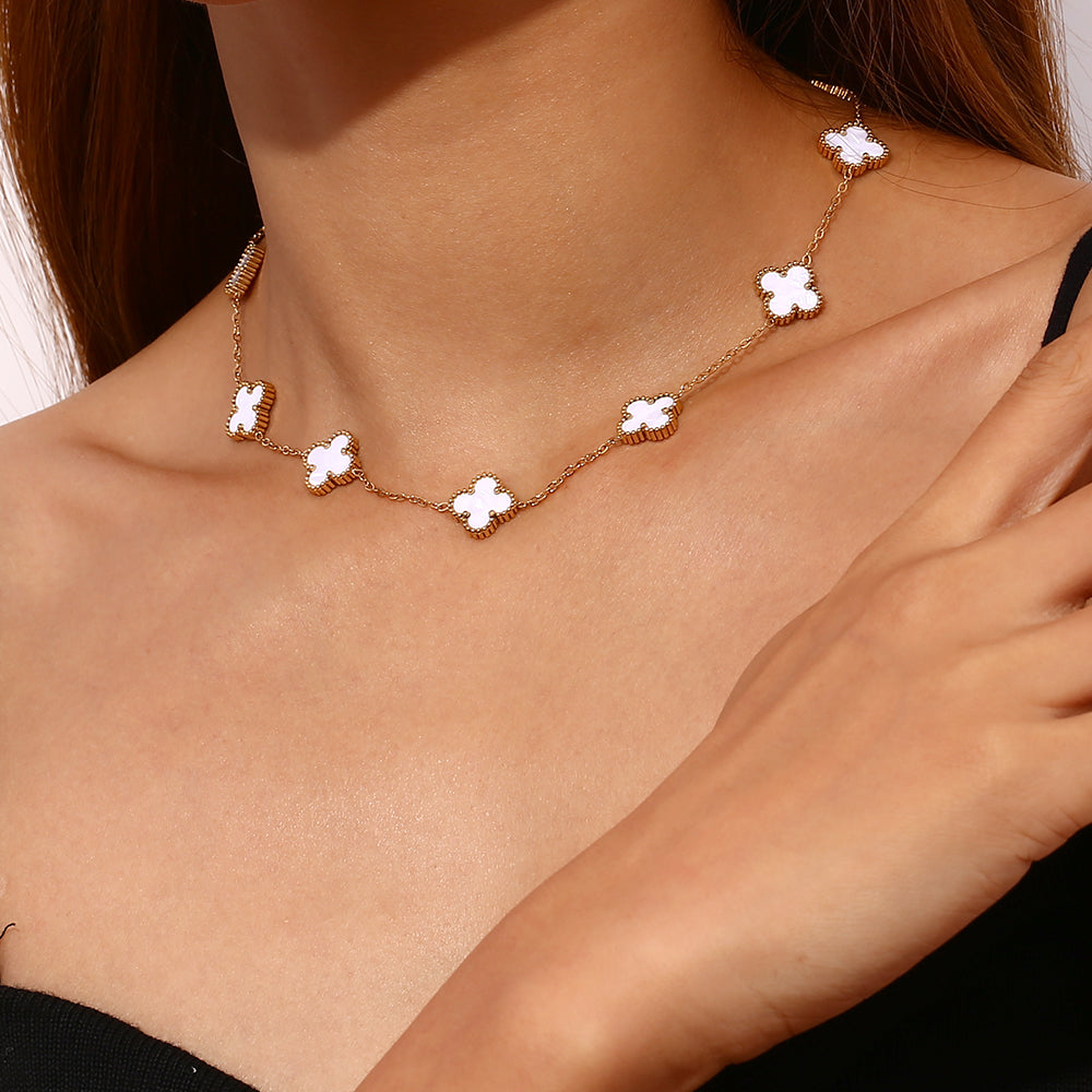 Collar acero trébol (elige color)