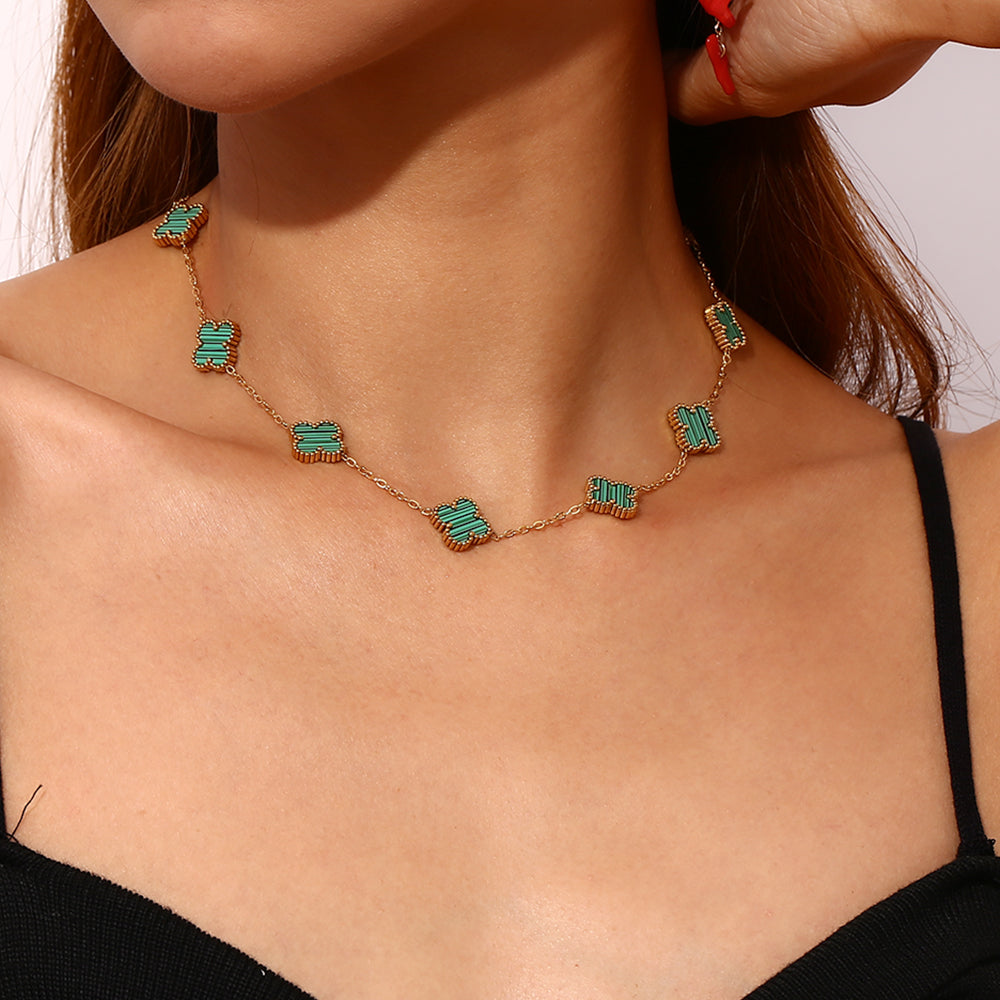 Collar acero trébol (elige color)