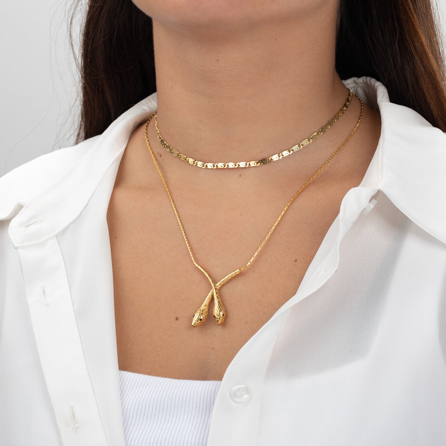 Collar acero doble serpiente