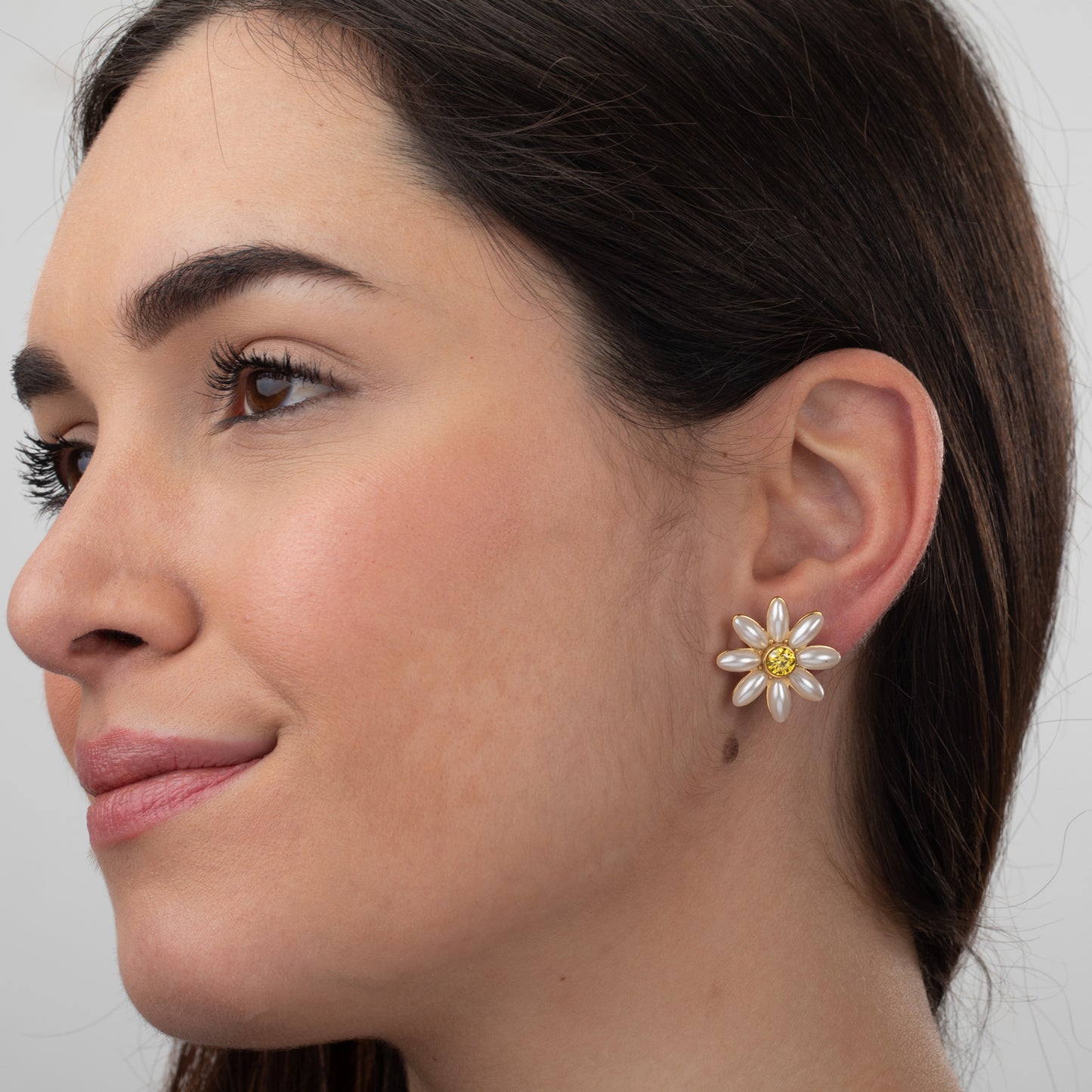 Pendientes flor perla