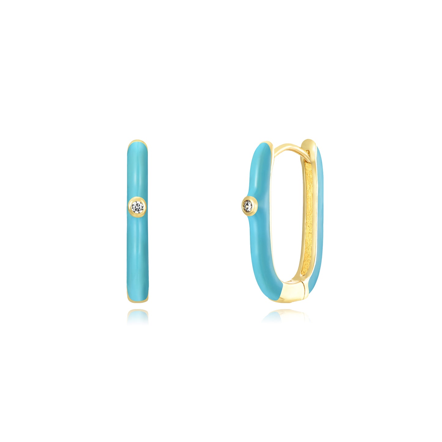 Pendiente aro rectangular enamel colores