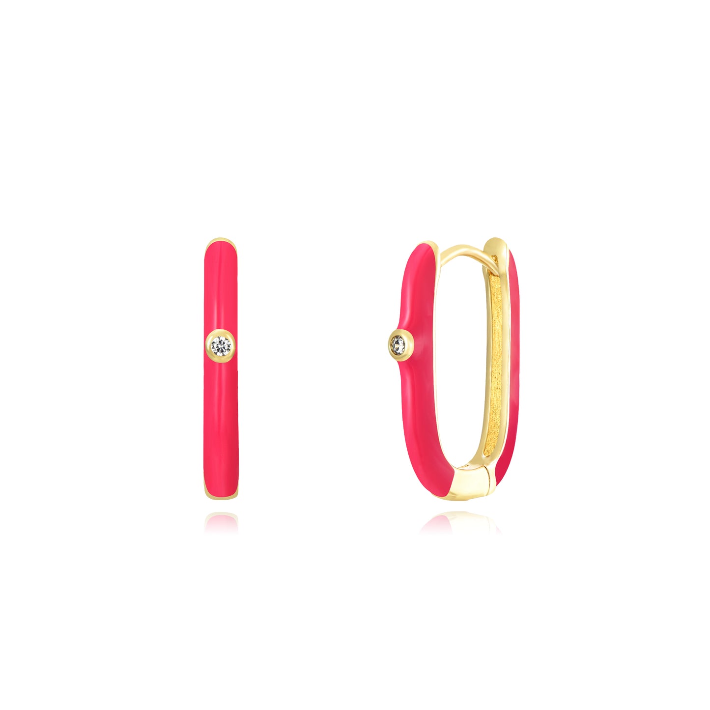 Pendiente aro rectangular enamel colores