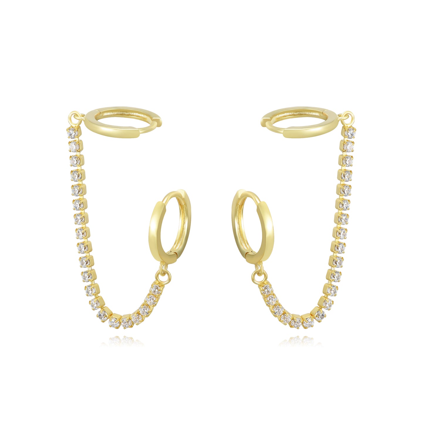 Pendientes doble aro cadena