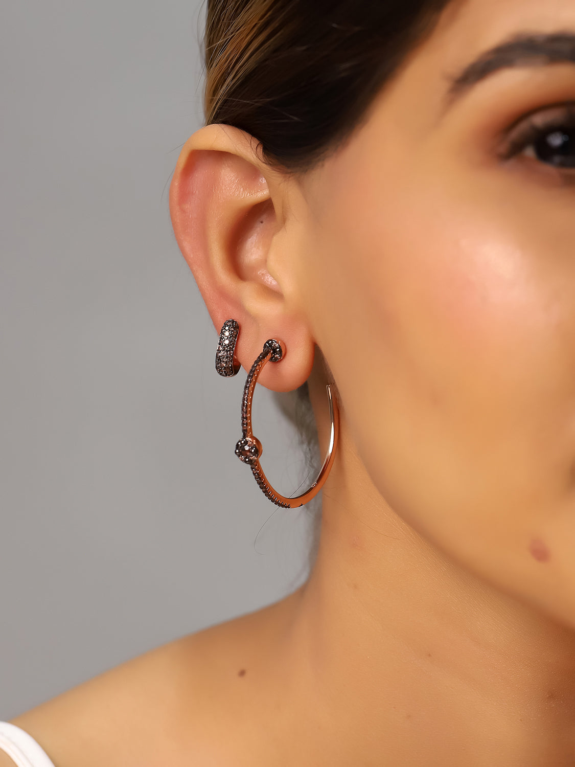 Pendientes arito chocolate baño rosa