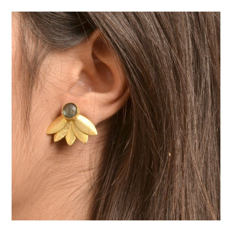Pendientes piedra natural dorado (elige color)