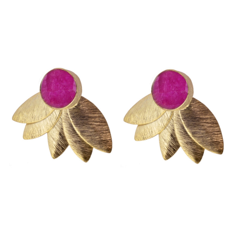 Pendientes piedra natural dorado (elige color)