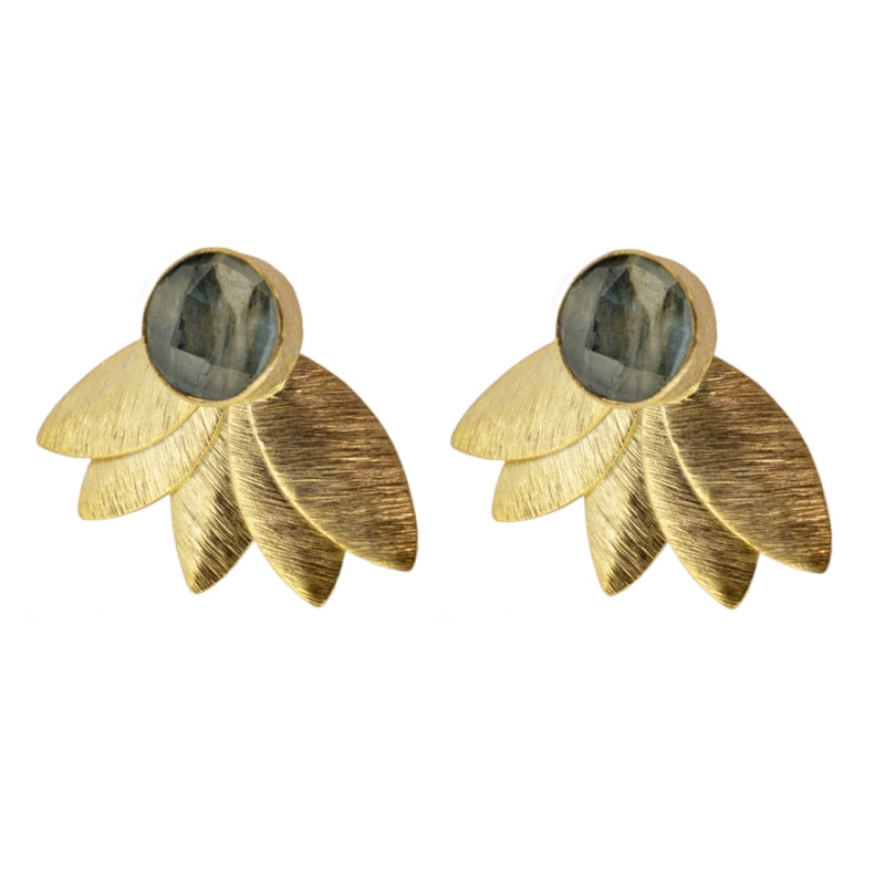 Pendientes piedra natural dorado (elige color)