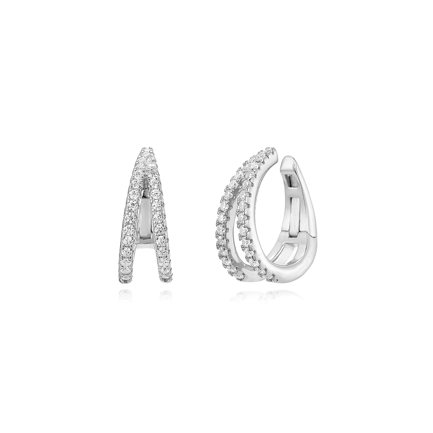 Pendiente Earcuff doble circonita