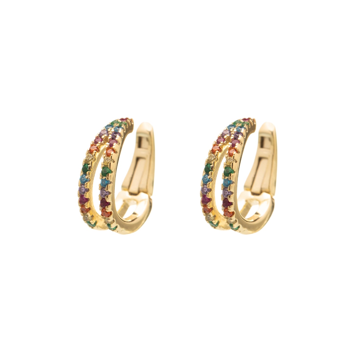 Pendiente Earcuff doble circonita