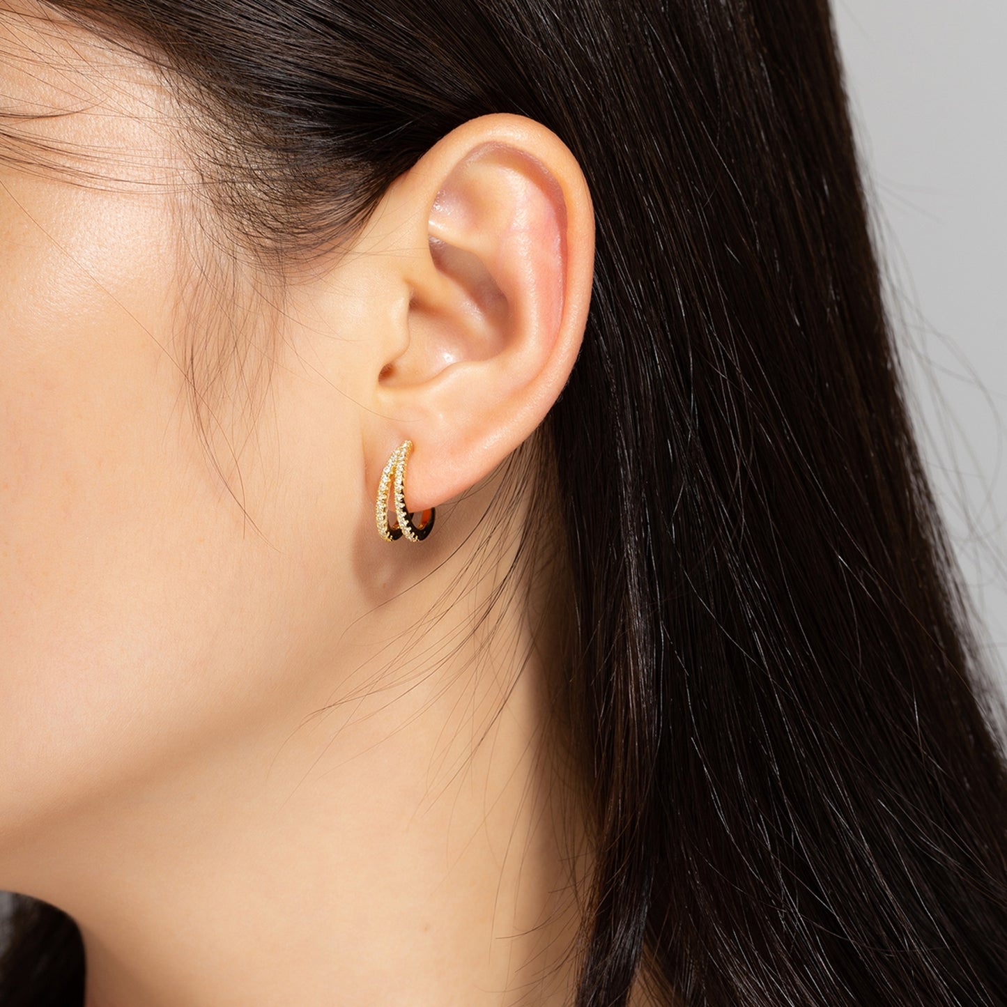 Pendiente Earcuff doble circonita