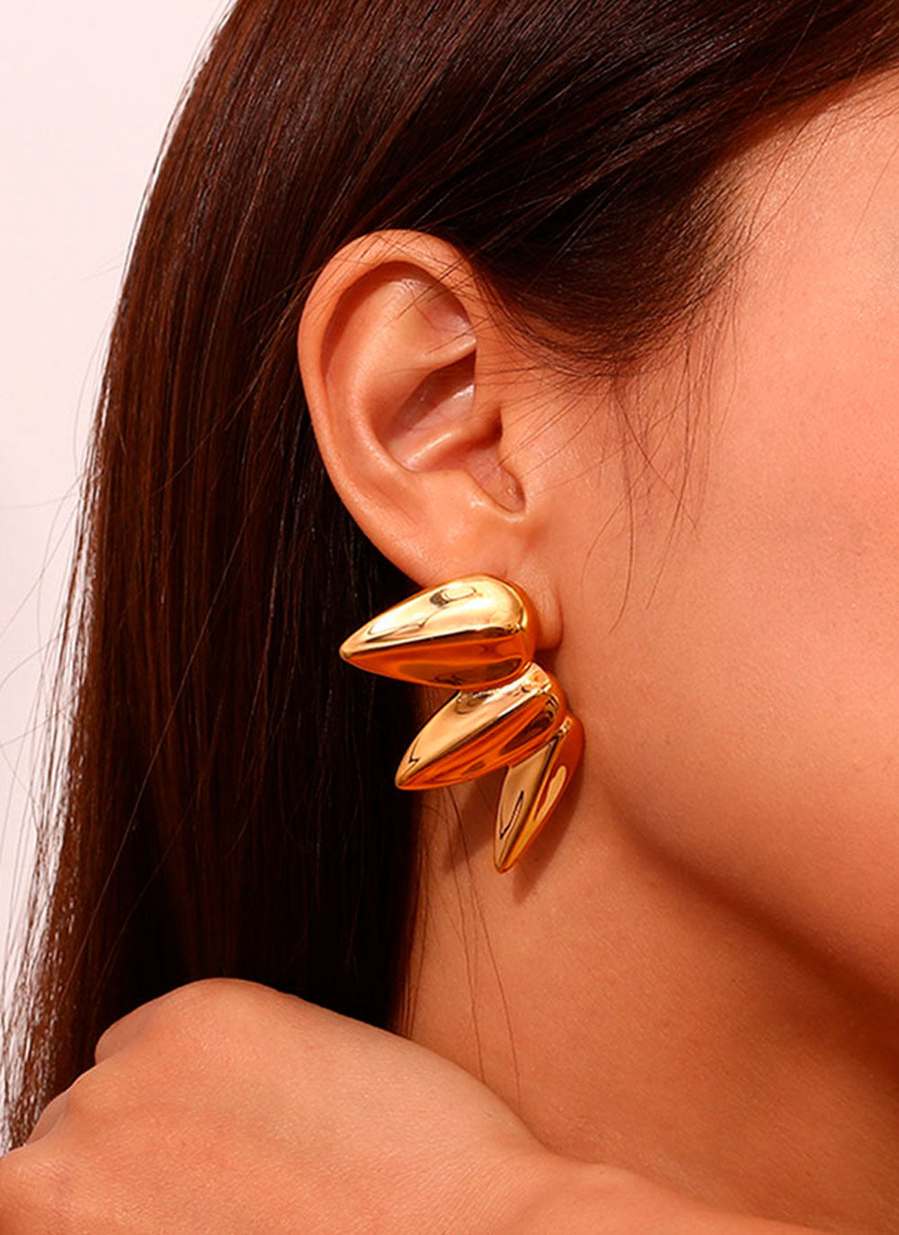 Pendientes acero tres hojas