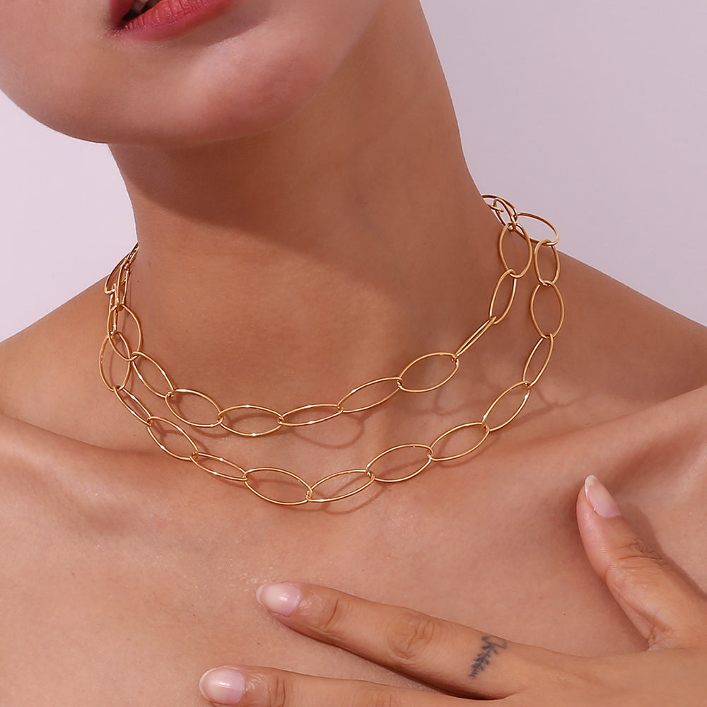 Collar largo oval