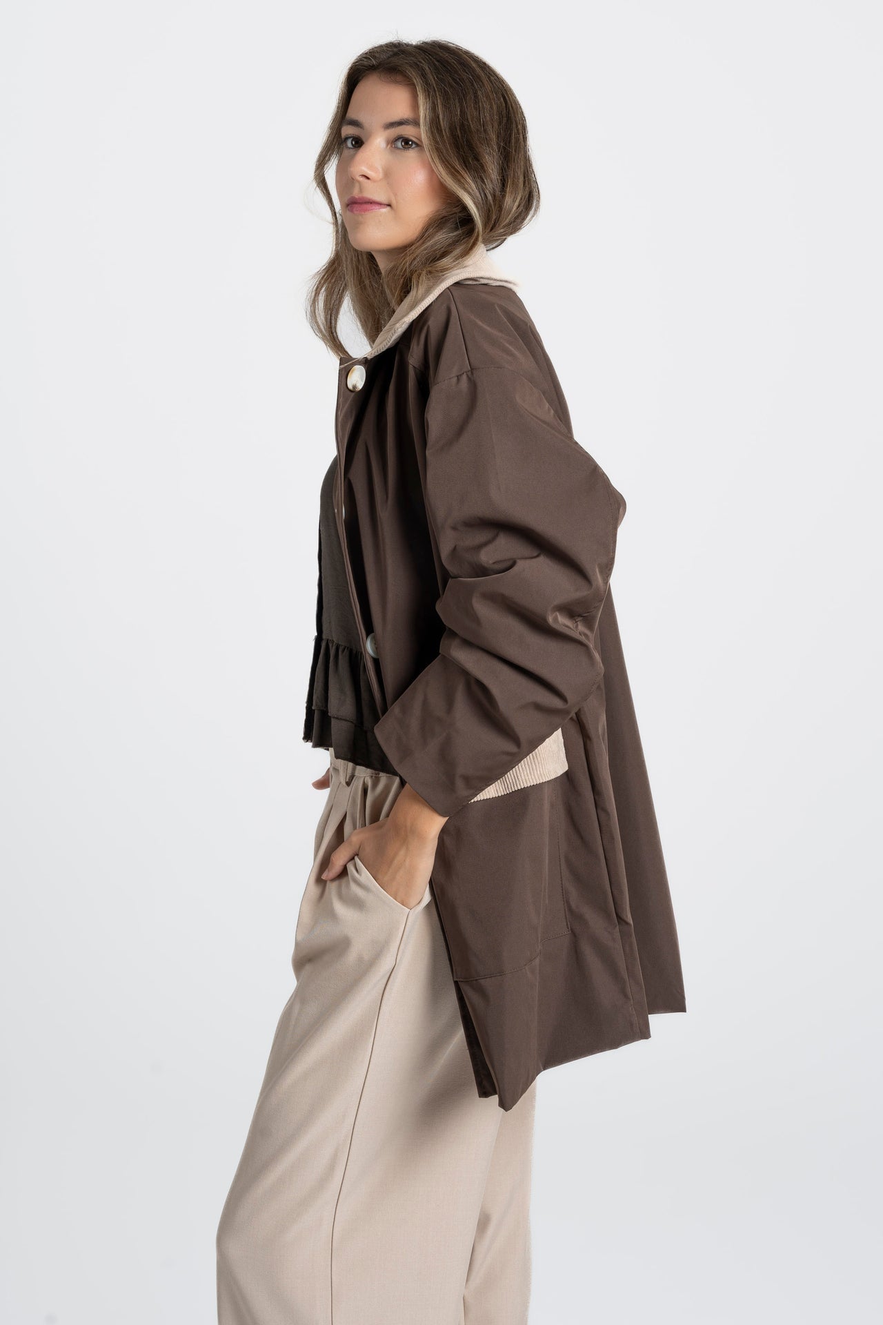 Chaqueta bicolor marrón