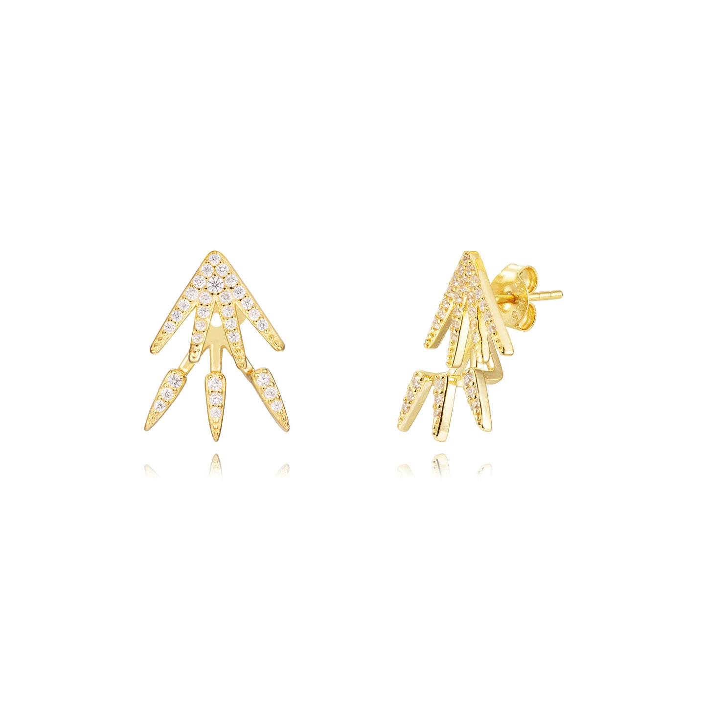 Pendientes Ear Jacket picos circonitas