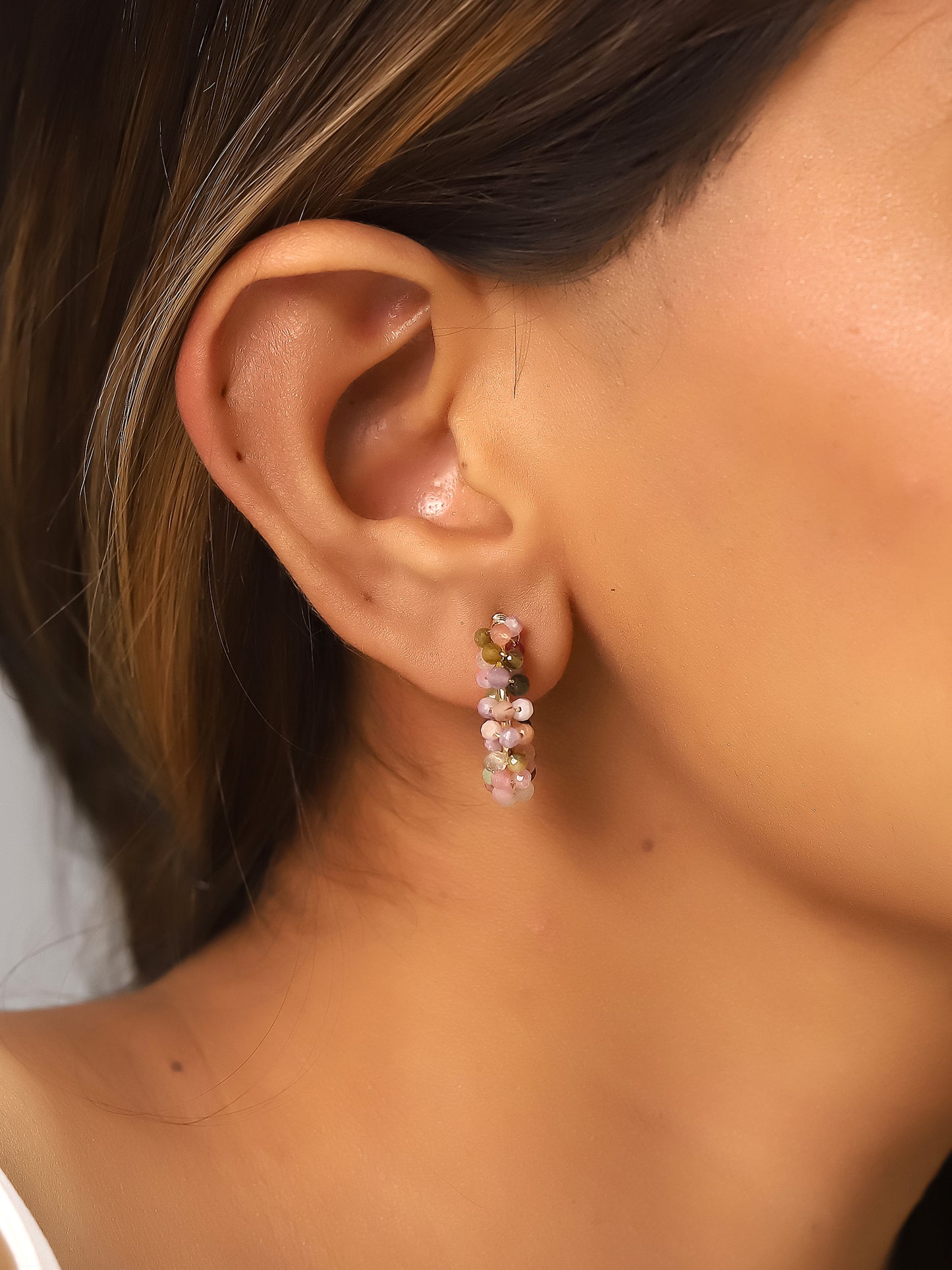 Pendientes aro minerales (elige color)