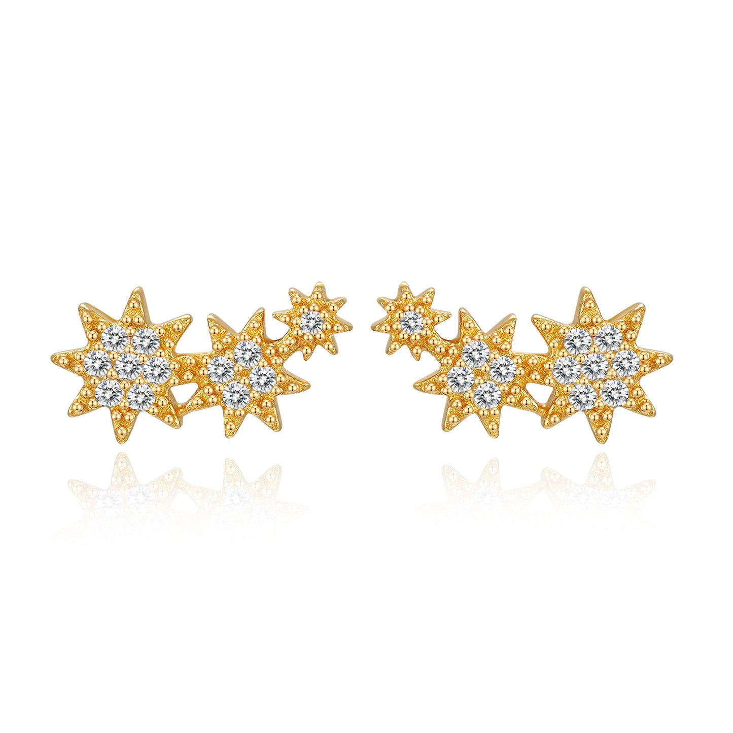 Pendientes 3 estrellas negro