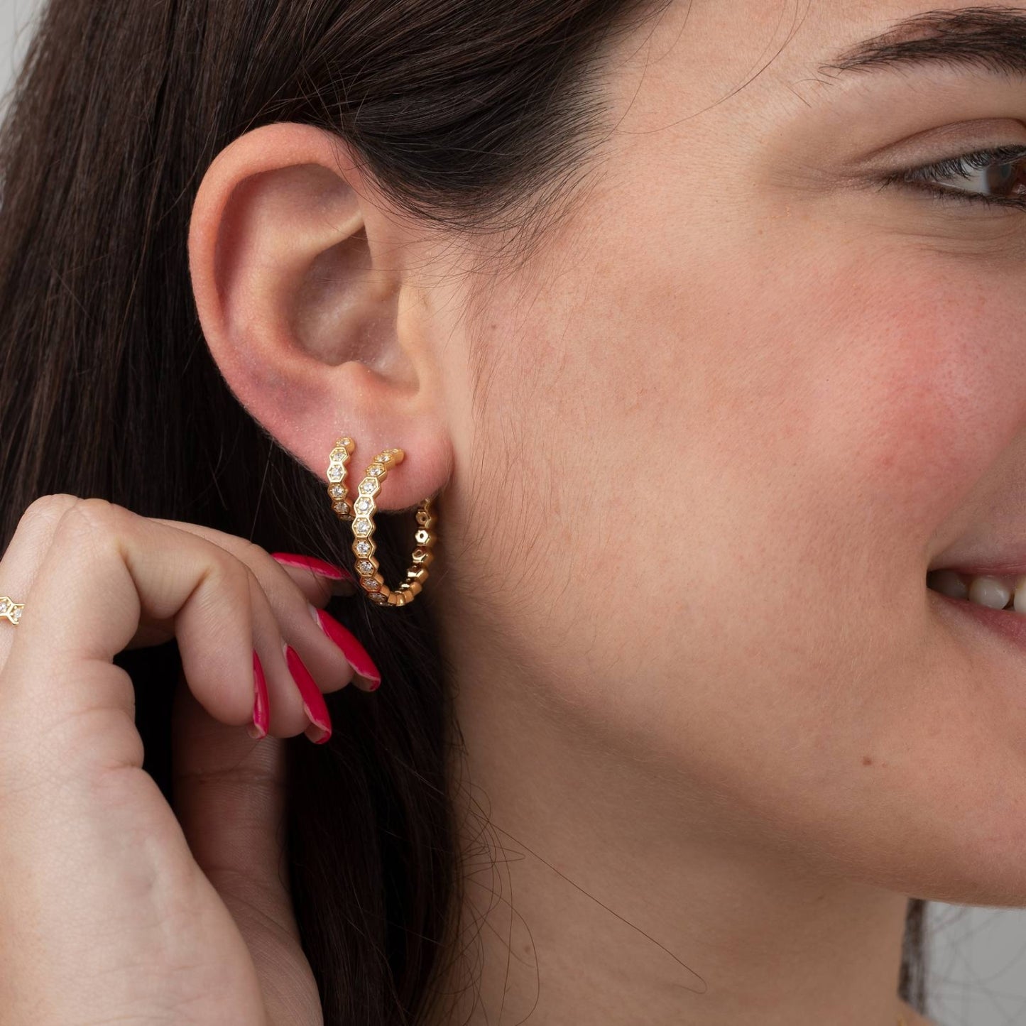 Pendientes aro hexágono