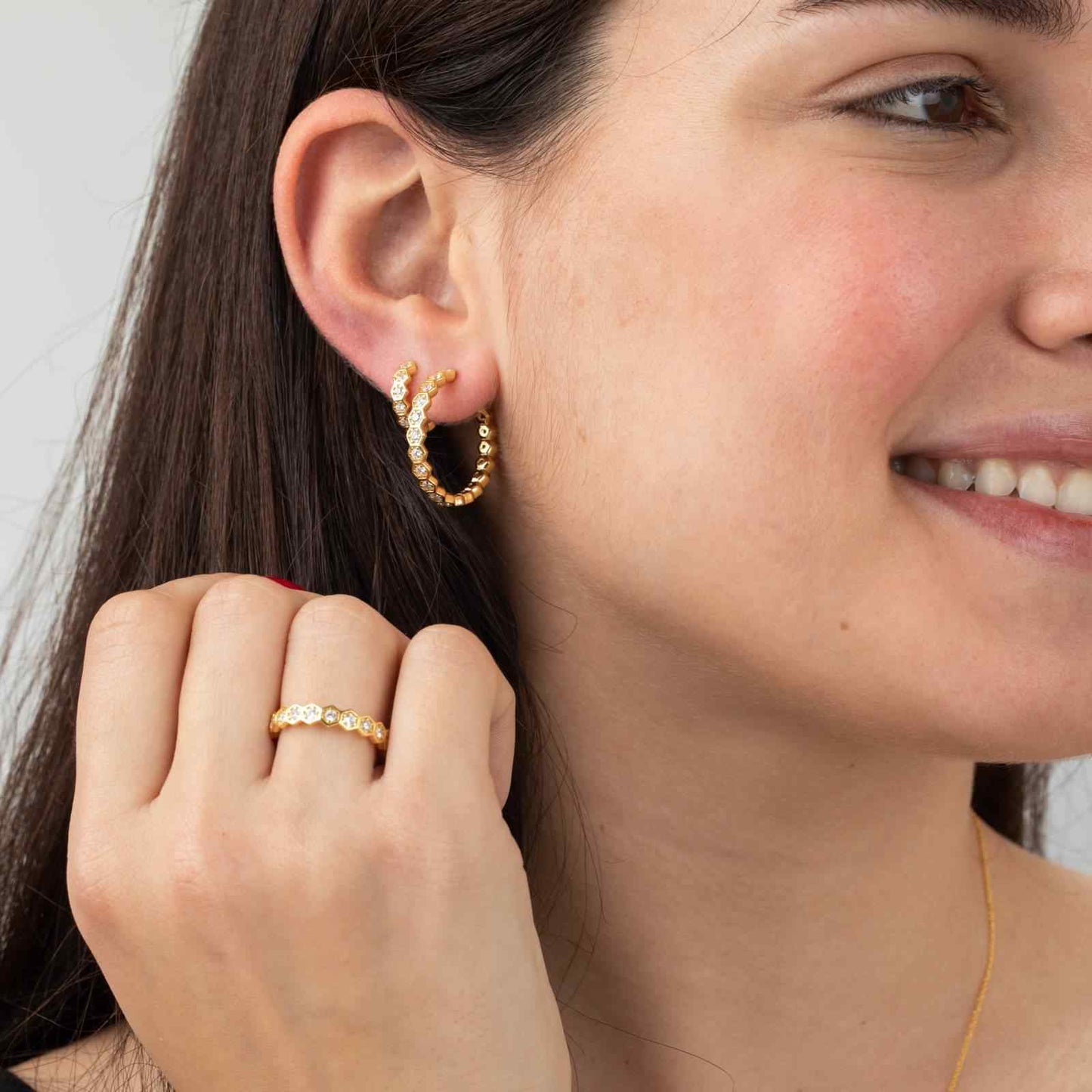Pendientes aro hexágono