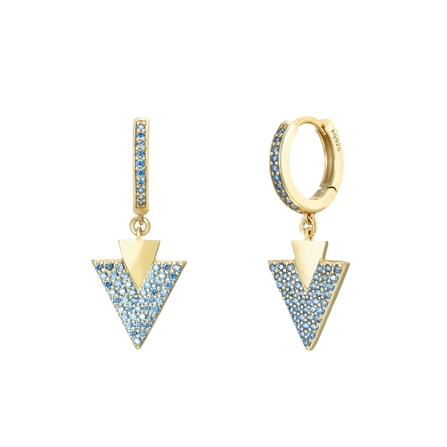 Pendientes aro triángulo azul
