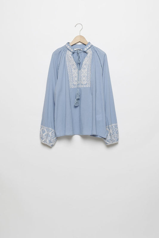 Blusa étnica borla azul