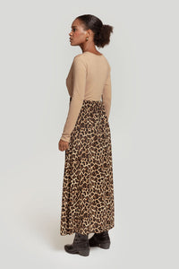 Vestido beige combinado animal print