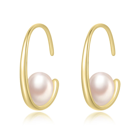 Pendientes perla oval