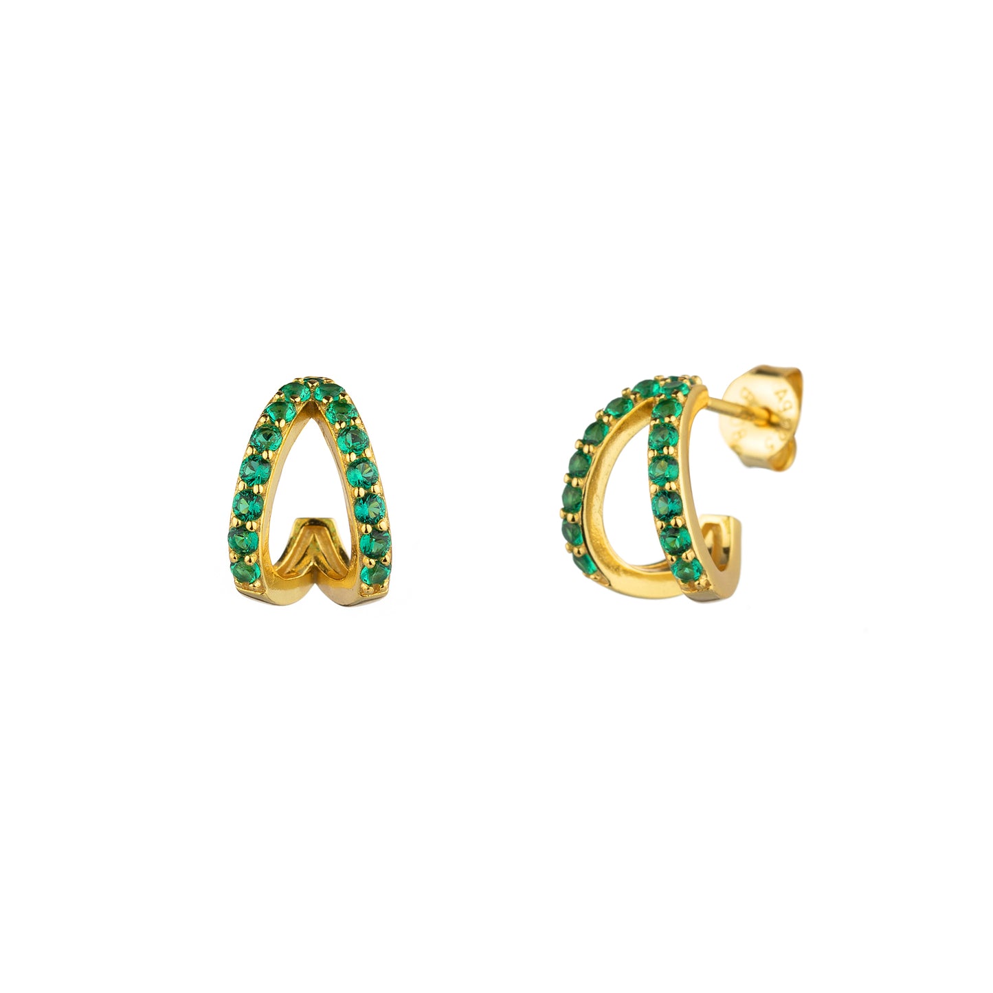 Pendientes doble arito circonitas