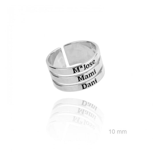 Anillo personalizado triple plata