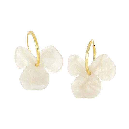 Pendientes aro flor blanca