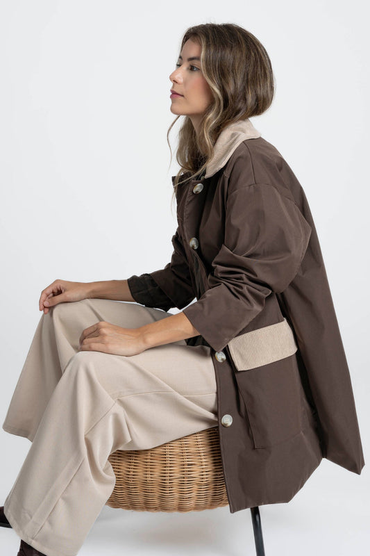 Chaqueta bicolor marrón