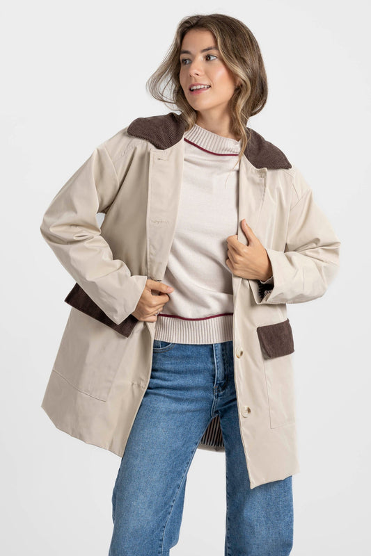 Chaqueta bicolor beige