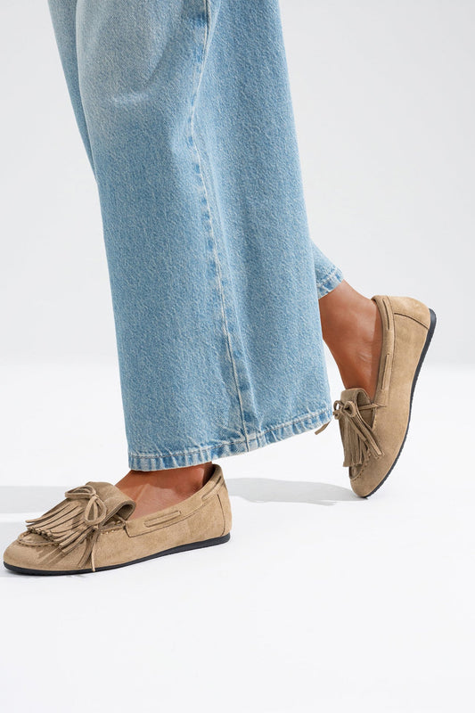 Mocasines flecos beige