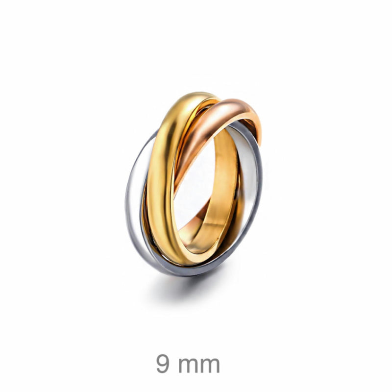 Anillo entrelazado tricolor