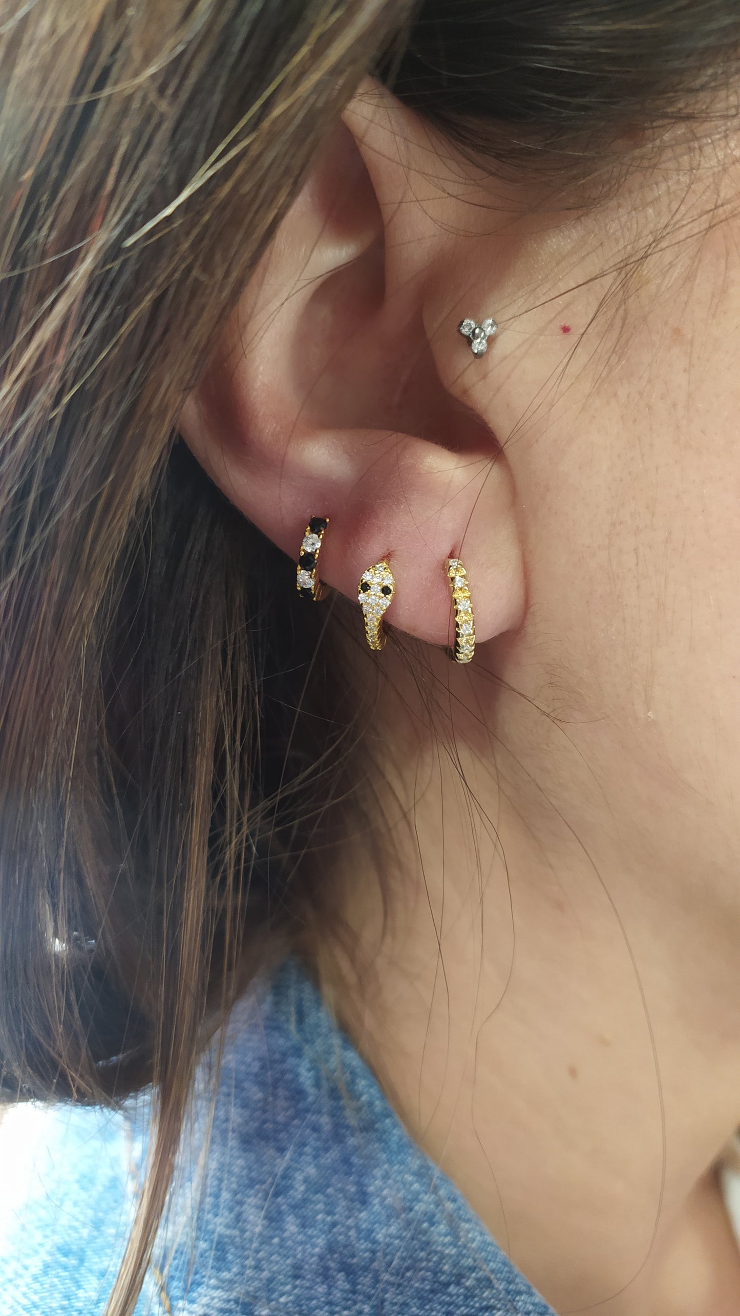 Pendientes mini aro Snake gold