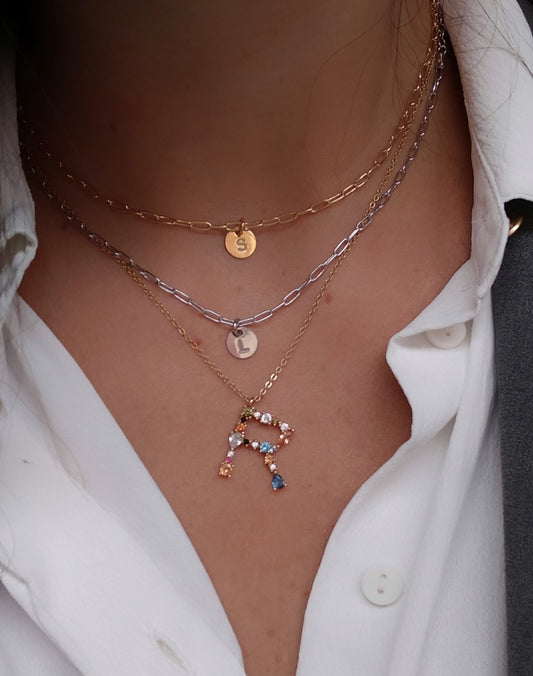 Collar inicial grande colores